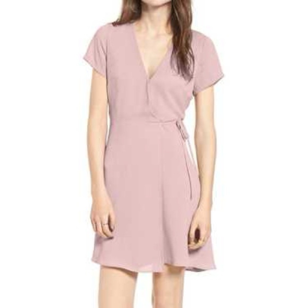 Lush Pink Flutter Sleeve Mini Dress for Wedding Guest